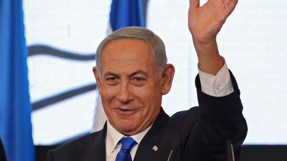 Ifølge Benjamin Netanyahu, Israels konservative ekspremierminister, står han sammen med resten af højrefløjen på tærsklen til et comeback til posten som regeringsleder. <i>Ronaldo Schemidt/Ritzau Scanpix</i>