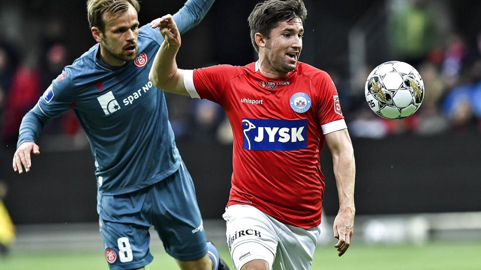 Mark Brink fik en fiberskade i baglåret for to en halv uge siden, men han er med i Silkeborgs trup til vigtigt møde med Anderlecht. (Arkivfoto). <i>Ernst Van Norde/Ritzau Scanpix</i>