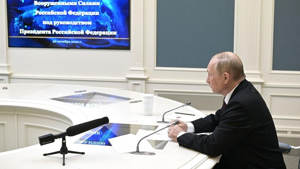 Russiske ledere har flere gange under krigen, der begyndte med Ruslands angreb på Ukraine den 24. februar, antydet, at der kan blive brugt atomvåben. <i>Alexei Babushkin/Ritzau Scanpix</i>