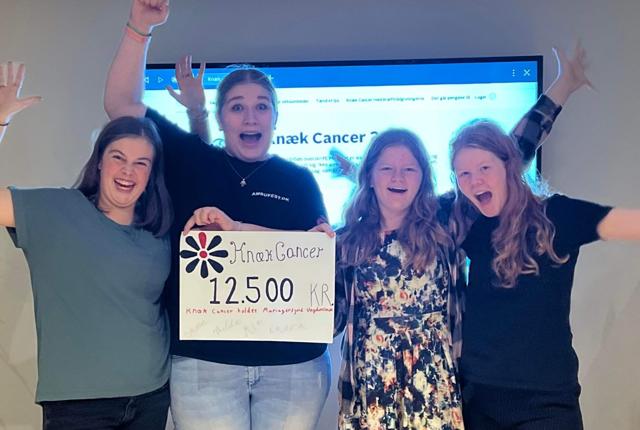 Thilde Kildsgaard Bach, Stine Wickberg Pedersen, Mia Svendsen og Laura Bang Jeppesen har knoklet for at samle penge til Knæk Cancer - og de nåede deres mål så godt og vel!