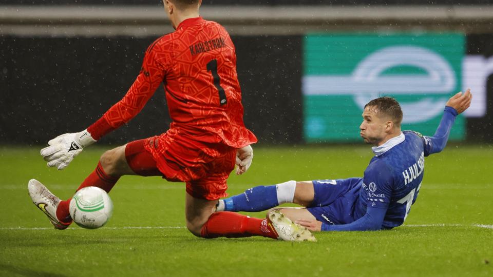 Andrew Hjulsager (til højre) scorede en enkelt gang for Gent, som vandt sikkert over Molde i Conference League. <i>Pascal Rossignol/Reuters</i>