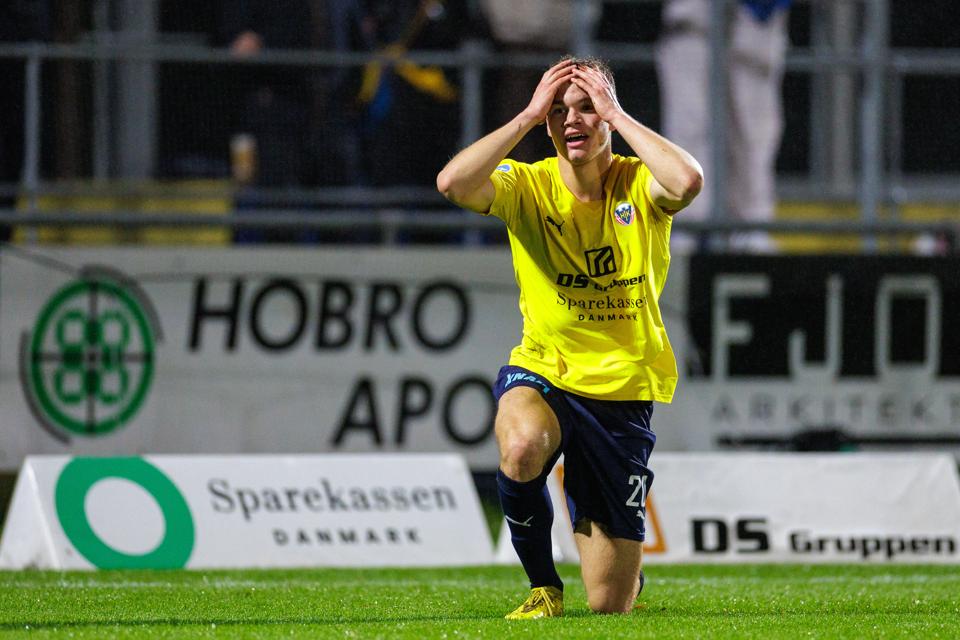 Victor Bak Jensen brændte flere store chancer i Hobros nederlag til HB Køge. <i>Foto: Henrik Bo</i>