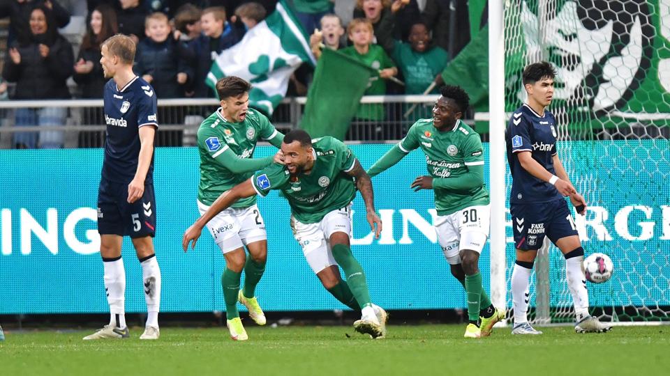 Hollandske Jay-Roy Grot sørgede for point til topholdet Viborg FF. <i>Ernst Van Norde/Ritzau Scanpix</i>