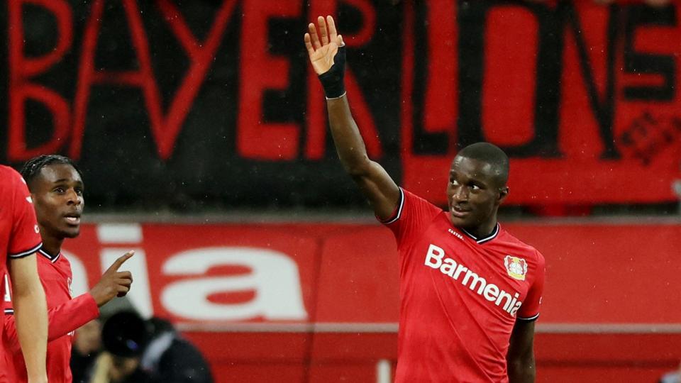 Bayer Leverkusen-spilleren Moussa Diaby kom ind og scorede to mål i nedsablingen af Union Berlin. <i>Thilo Schmuelgen/Reuters</i>