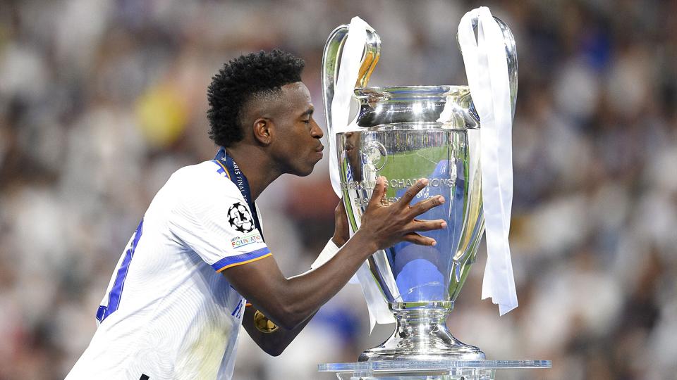 Vinicius Junior blev matchvinder i sidste sæsons finale mellem Real Madrid og Liverpool. <i>Anke Waelischmiller/Sven Simon/Ritzau Scanpix</i>
