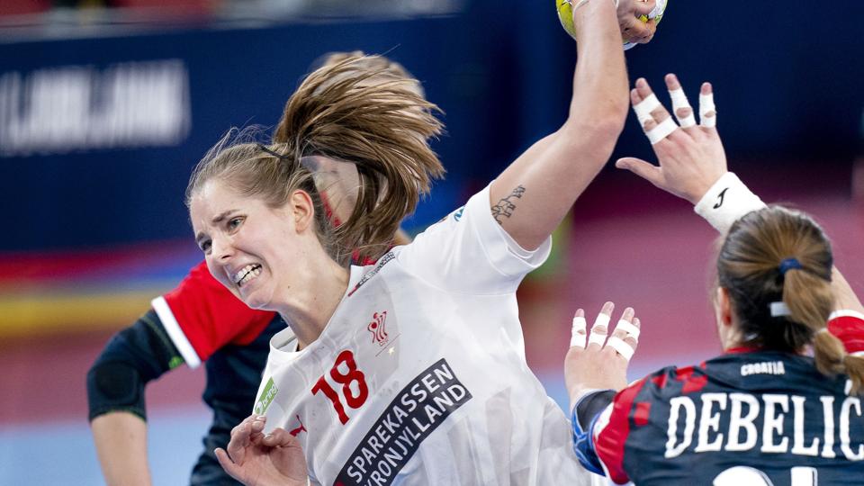 Mette Tranborg og det danske landshold vandt lørdagens opgør mod Kroatien ved EM. <i>Liselotte Sabroe/Ritzau Scanpix</i>