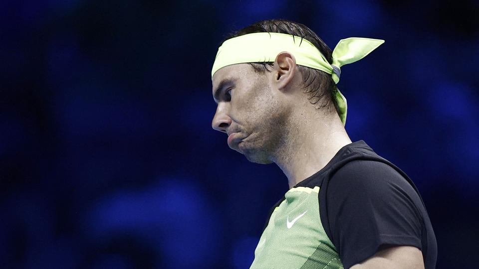 Rafael Nadal lavede usædvanligt mange uprovokerede fejl i nederlaget til Felix Auger-Aliassime. <i>Guglielmo Mangiapane/Reuters</i>