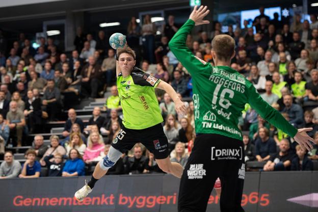 Mikael Aggefors begyndte på banen mod Nordsjælland, men det var Simon Gade, der var bedst, da han undervejs blev indskiftet og krydrede nogle store redninger med to scoringer. <i>Foto: Thomas Sjørup/Ritzau Scanpix</i>