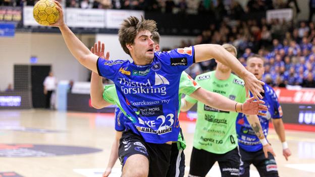 Marcus Midtgaard scorede seks gange i sejren over HC Midtjylland og var også sit holds bedste spiller. <i>Arkivfoto: Bo Lehm</i>