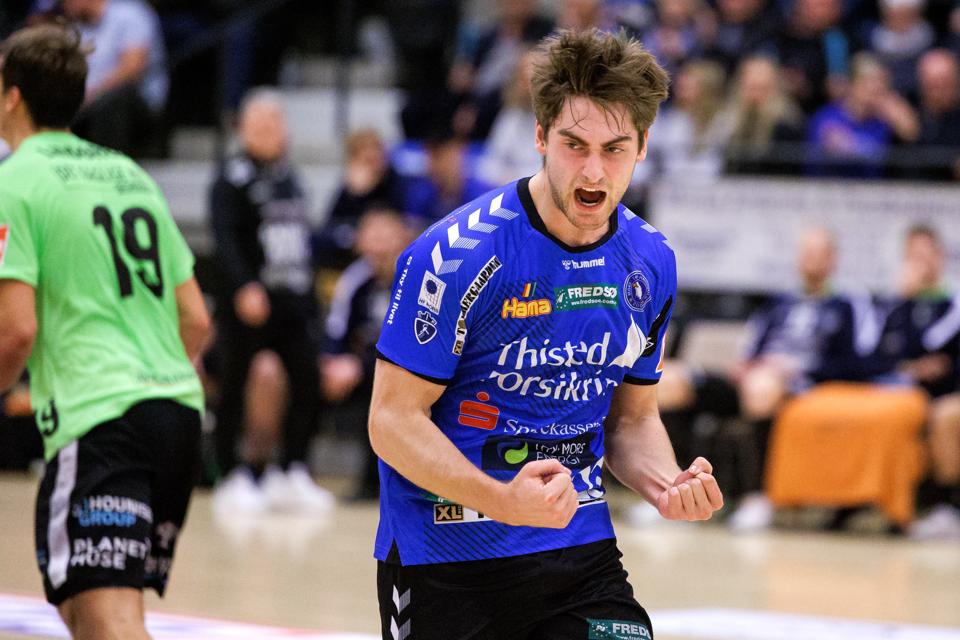 Marcus Midtgaard blev Mors-Thys topscorer i den vigtige sejr over Ribe-Esbjerg. <i>Foto: Bo Lehm</i>