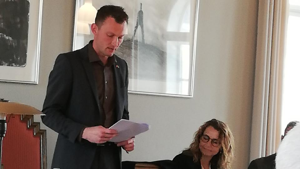 Her er Jesper Balle Kristensen fungerende borgmester. Nu er han genvalgt til sit partis hovedbestyrelse. <i>Foto: Carsten Tolbøll</i>