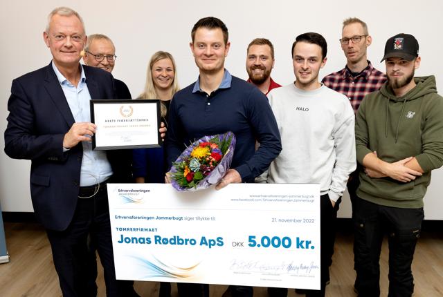 Tømrerfirmaet Jonas Rødbro ApS modtog sidste år Jammerbugt Kommunes  iværksætter pris ved et arrangement i Kulturparken Blokhus.