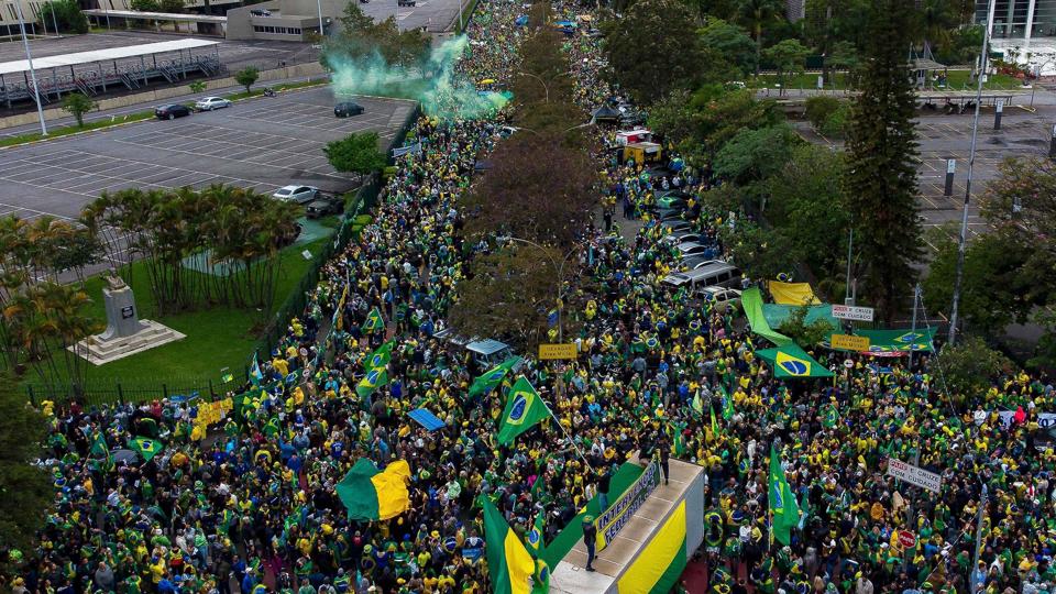 Brasilianere protesterer over valgresultatet. Billedet er fra 2. november. <i>Miguel Schincariol/Ritzau Scanpix</i>