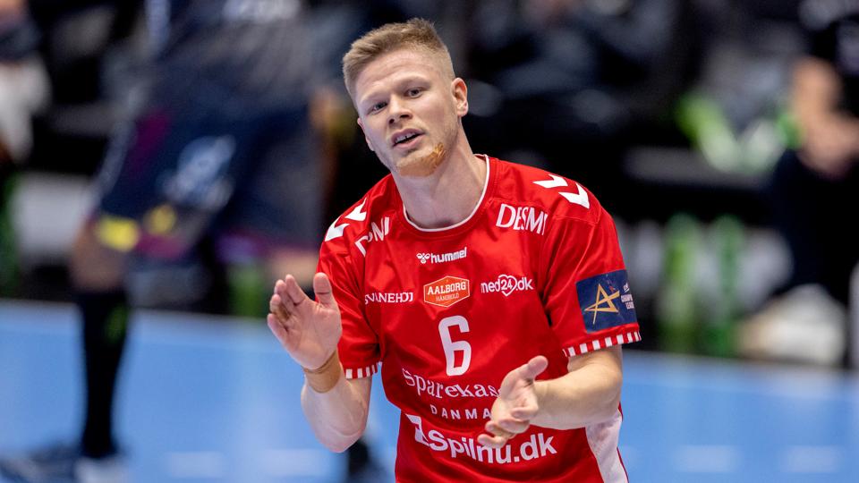 Sebastian Barthold gjorde med syv scoringer sit for, at Aalborg Håndbold kunne udfordre Nantes i onsdagens Champions League-kamp. <i>Foto: Lars Pauli</i>