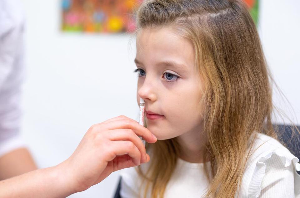 Influenzavaccinationen af børn foregå med næsespray. <i>Foto: Line Bloch Klostergaard/Region Nordjylland</i>