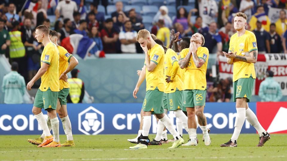 Australien kunne intet stille op i VM-premieren mod Frankrig, der vandt 4-1. <i>Unknown/Ritzau Scanpix</i>