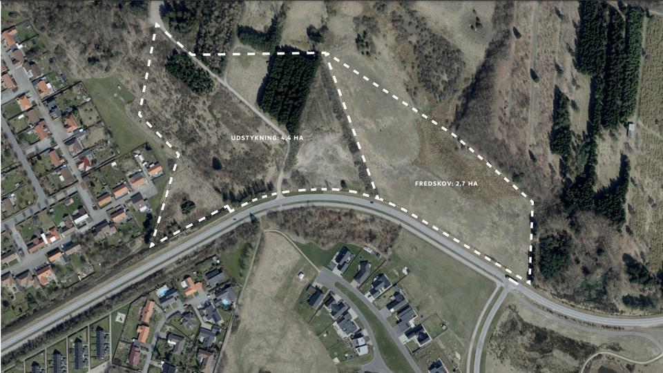 Sådan ser kortet ud for den udstykning i Brønderslev, der blev diskuteret i byrådet. <i>Foto: Brønderslev Kommune</i>