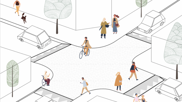Et af løsningsforslagene i Jyllandsgade i Aars i den bymidteplan, som er lavet. <i>Vesthimmerlands Kommune</i>