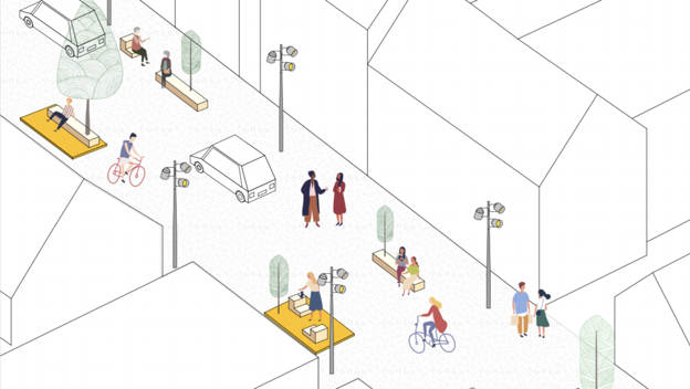 Et andet af løsningsforslagene i Jyllandsgade i Aars i den bymidteplan, som er lavet. <i>Vesthimmerlands Kommune</i>