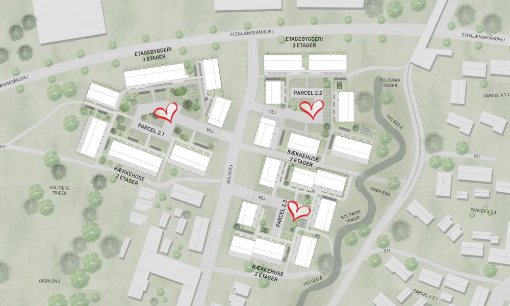 Samlet bliver der tale om 10.750 etagemeter boligbyggeri på de tre store parceller i Stenlængeområdet. Samlet bliver der tale om 10.750 etagemeter boligbyggeri på de tre store parceller i Stenlængeområdet.