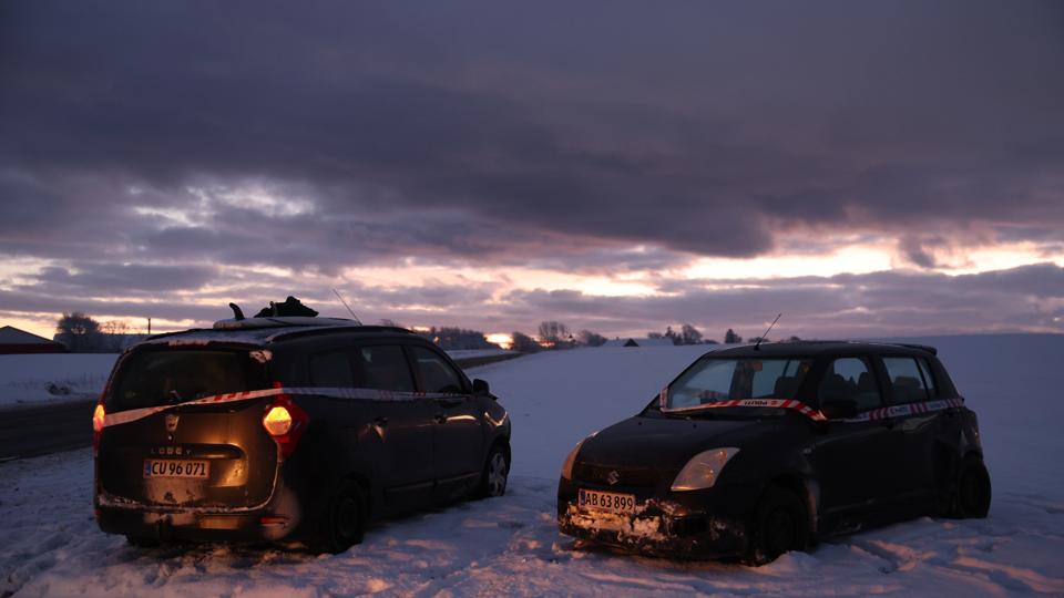 Hovedvej 11 nord for Thisted var spærret i en times tid tirsdag eftermiddag. <i>Foto: Bo Lehm</i>
