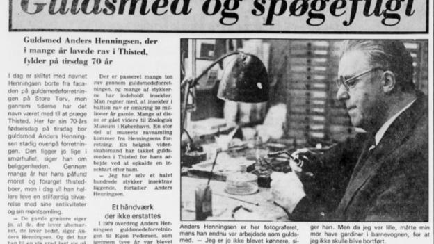 Anders Henningsen fyldte 70 år i august 1983. Mærkedagen blev omtalt i Thisted Dagblad. <i>Fra Thisted Dagblad</i>