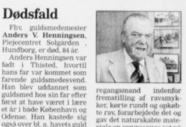 Nekrologen i Thisted Dagblad fra april 1998. <i>Fra Thisted Dagblad</i>