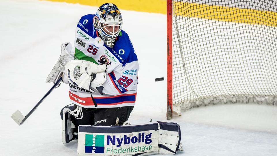 Frederikshavn White Hawks mødte mandag aften Herlev Eagles i Metal Ligaen. Tadeas Galansky. Frederikshavn 9. januar 2023 <i>Foto: Martin Damgård</i>