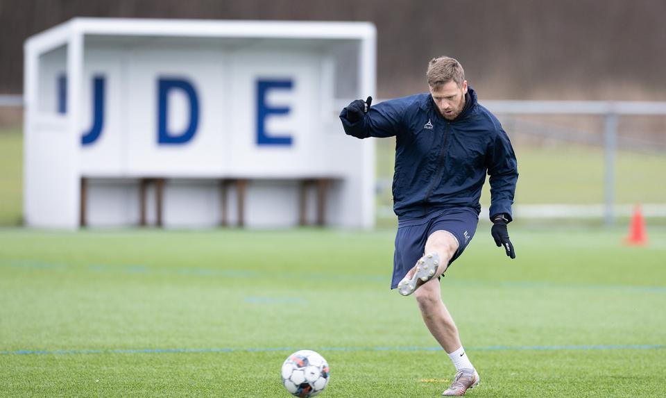 Ronnie Schwartz ses her under en træningsøvelse i Vendsyssel FF's træning. <i>Foto: Bente Poder</i>
