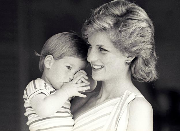 Familielykke i 1988: Prinsesse Diana med lille, tre-årige prins Harry.  <i>Arkivfoto: Reuters/Hugh Peralya/Ritzau Scanpix</i>