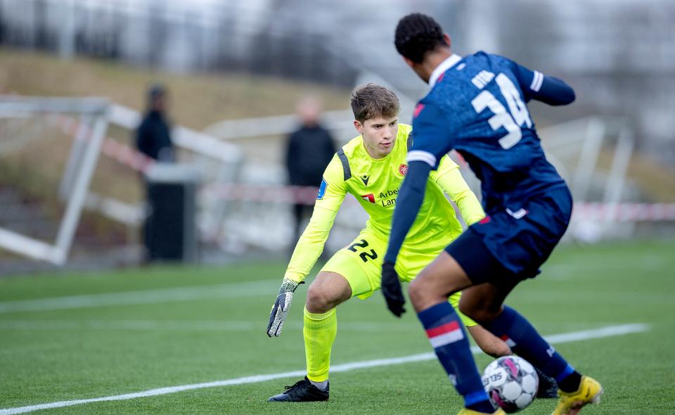 Theo Sander blev besigtiget af selveste Manchester City i forbindelse med fredagens træningskamp mod FC Fredericia. <i>Foto: Lars Pauli</i>