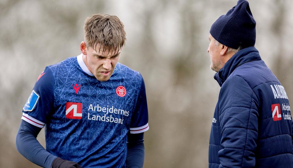 Kasper Jørgensen fik fredag de første AaB-minutter i benene. <i>Foto: Lars Pauli</i>