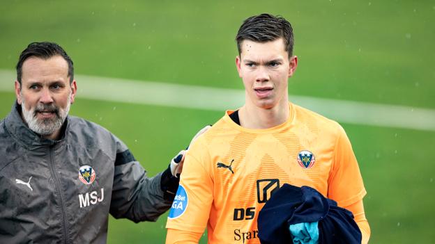 Jonathan Fischer kom ind og fik anden halvleg for Hobro i træningskampen mod AC Horsens. <i>Foto: Claus Søndberg</i>