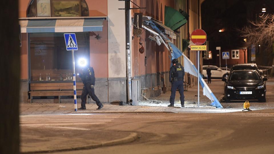 Første anmeldelse om eksplosionen på Södermalm i den svenske hovedstad Stockholm kom klokken 03.28 natten til tirsdag. <i>10300 Maja Suslin/Tt/Ritzau Scanpix</i>