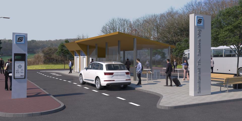 Sådan kommet knudepunktet til at se ud efter en makeover. <i>Visualisering: Niras / Vejdirektoratet</i>