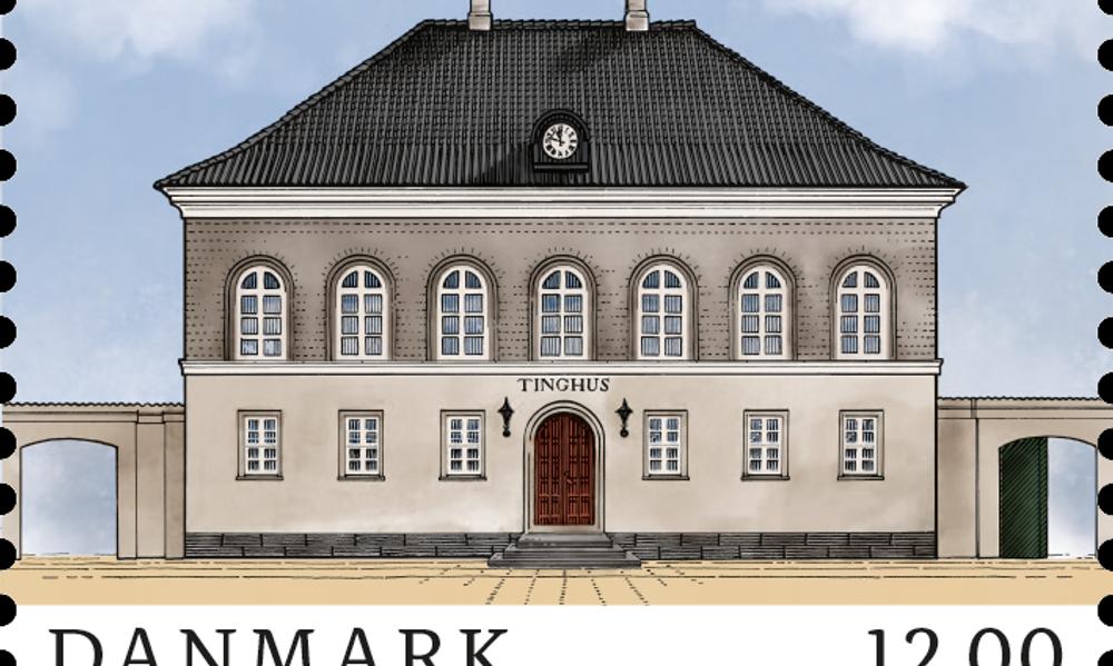 Frimærke med Kochs Tinghus, Store Heddinge. Frimærke med Kochs Tinghus, Store Heddinge.