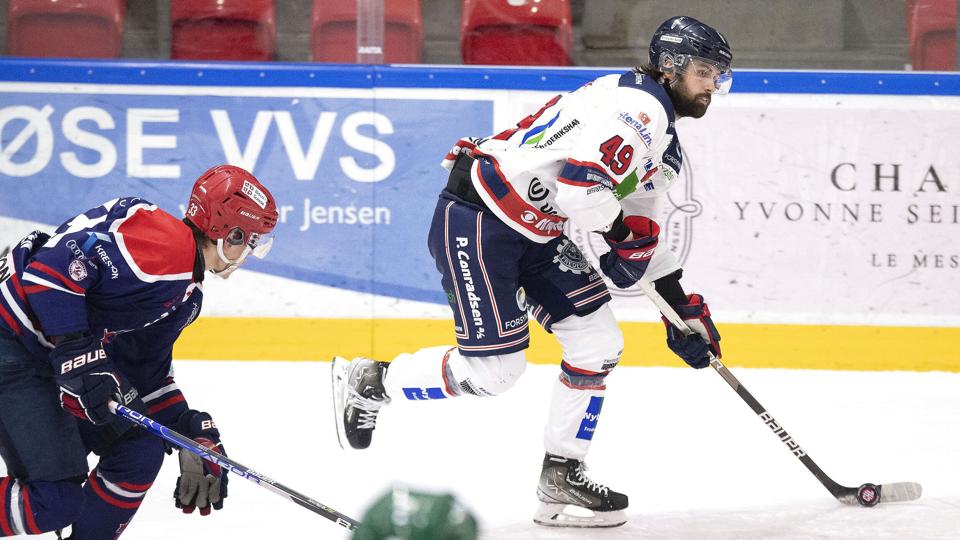 Frederikshavns Christopher Frederiksen scorede to gange og blev matchvinder i den vigtige bundkamp mod Rungsted. <i>Arkivfoto: Thomas Sjørup/Ritzau Scanpix</i>