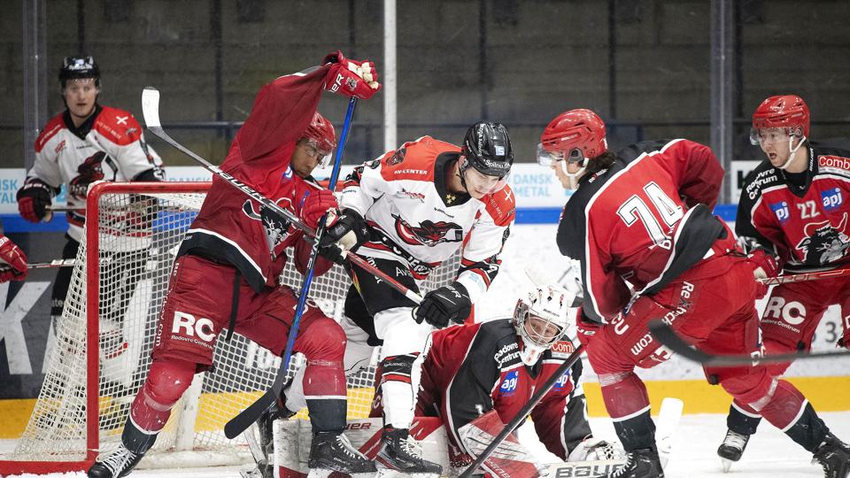 Aalborg Pirates var ved at sætte en 5-0-føring over styr mod bundproppen Rødovre Mighty Bulls i Metal Ligaen. <i>Thomas Sjørup/Ritzau Scanpix</i>