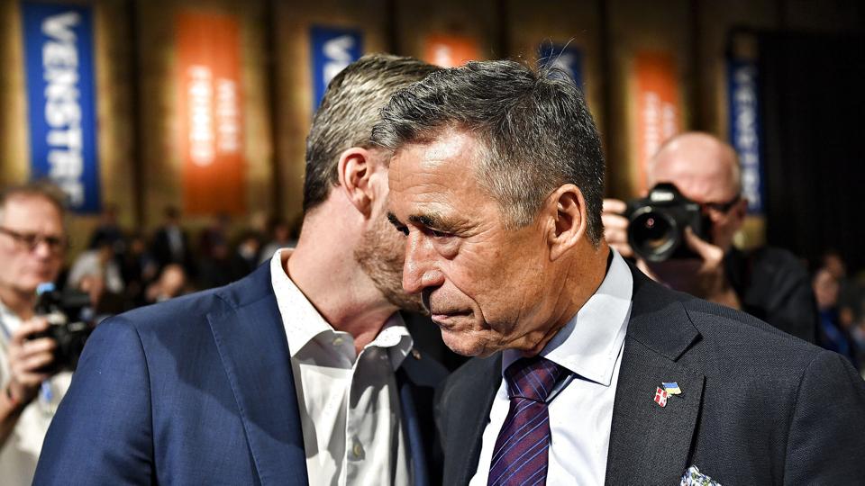 På Venstres landsmøde opfordrede Anders Fogh Rasmussen sin efterfølger Jakob Ellemann-Jensen til at droppe sagen om Forsvarets Efterretningstjeneste. Det gjorde han ikke. <i>Ernst Van Norde/Ritzau Scanpix</i>