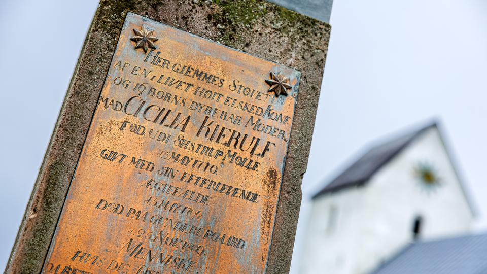 Det bliver i familiegravstedet ude på kirkegården, at de jordiske rester fra de fem kister i kirkens krypt bliver genbegravet. <i>Foto: Torben Hansen</i>
