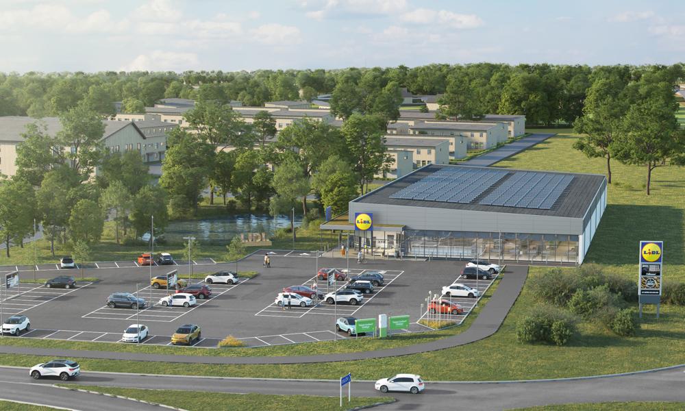 Visionsbild över Lidls nya butik i Eslöv. Visionsbild över Lidls nya butik i Eslöv.