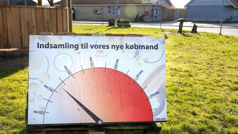 Åbyen samler ind, så der kan genåbnes butik Åbyen, og på et barometer kan man aflæse, hvordan det går. <i>Foto: Bente Poder</i>