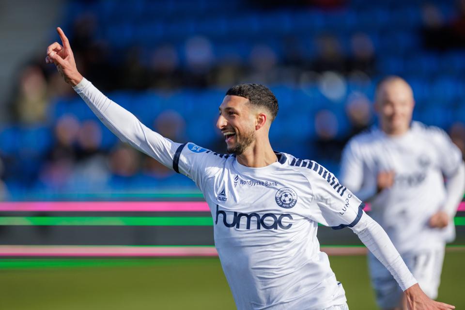 Wessam Abou Ali stod bag de to første scoringer i Vendsyssels sejr over Næstved. <i>Foto: Henrik Bo</i>
