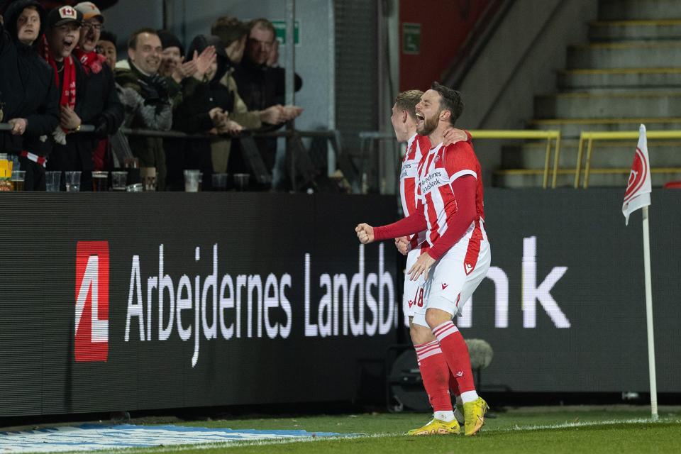 Louka Prip blev dobbelt målscorer mod Viborg. <i>Foto: Bente Poder</i>