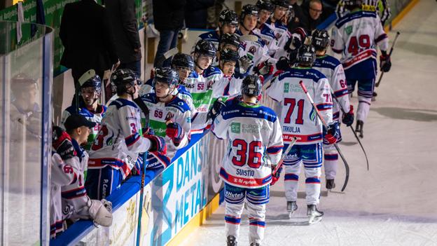 Frederikshavn White Hawks viste stor vilje og holdånd i søndagens slutspilskamp. <i>Foto: Martin Damgård</i>