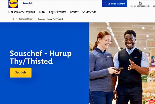 Tirsdag aften poppede flere stillingsopslag op på Lidls hjemmeside. Her søger den tyske discountkæde medarbejdere til Hurup Thy/Thisted med tiltrædelse 1. maj.