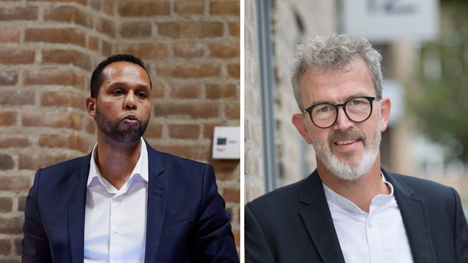 Rådmand Nuuradiin Hussain (tv) og Arne Lund Kristensen, direktør i Job og Velfærd, har diskuteret Nuuradiin Hussains rolle i forbindelse med en specifik børnesag. <i>Arkivoto: Lars Pauli og Lars Horn / Baghuset</i>