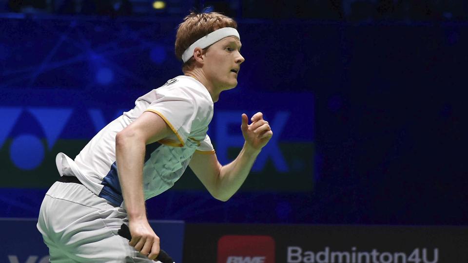 Anders Antonsen tabte i tre sæt til Li Shi Feng i All England-semifinalen. <i>Rui Vieira/Ritzau Scanpix</i>