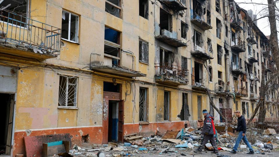 FN anslår, at 90 procent af beboelsesejendommene i Mariupol er blevet ødelagt eller tilintetgjort under de russiske bombardementer. (Arkivfoto). <i>Alexander Ermochenko/Reuters</i>