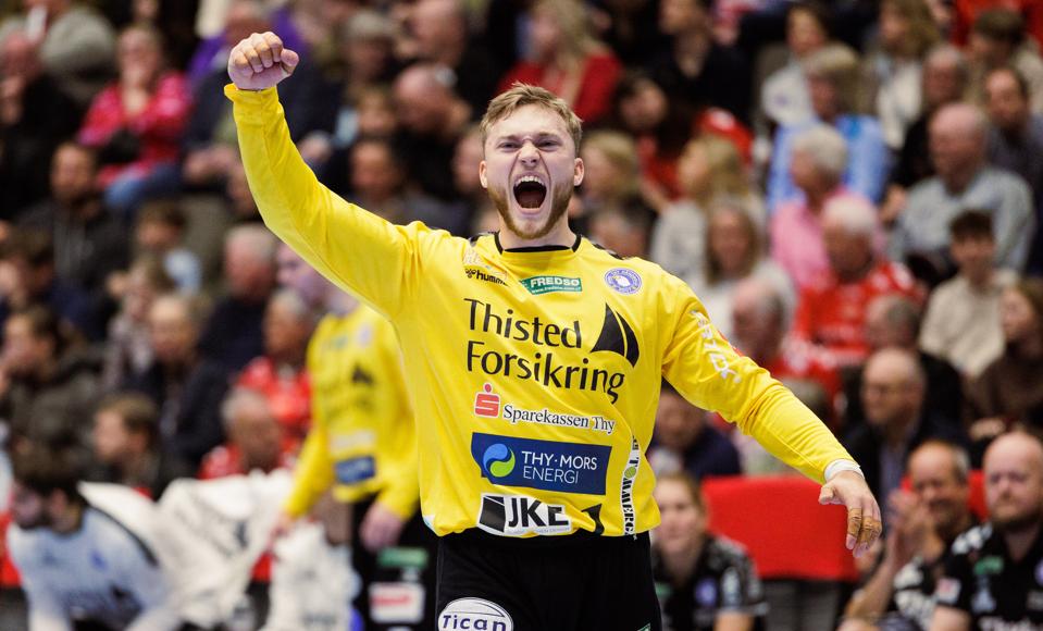 Rasmus Henriksen har været et solidt bolværk i Mors-Thy målet. Det vil han også være i den kommende sæson, men derefter er det slut. <i>Foto: Henrik Bo</i>